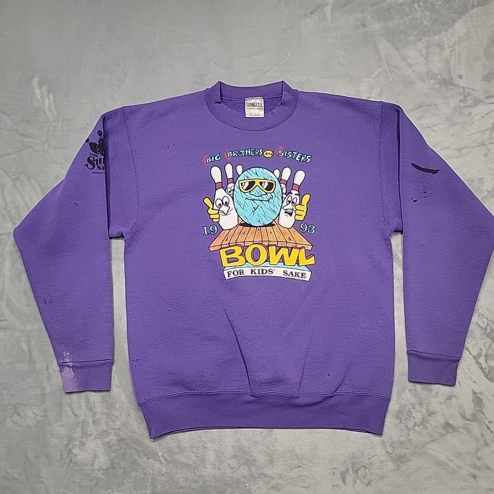 Oneita Sweatshirt Men XL Purple Bowl For Kids Sake 1993 Pizza Hut HP Made In USA